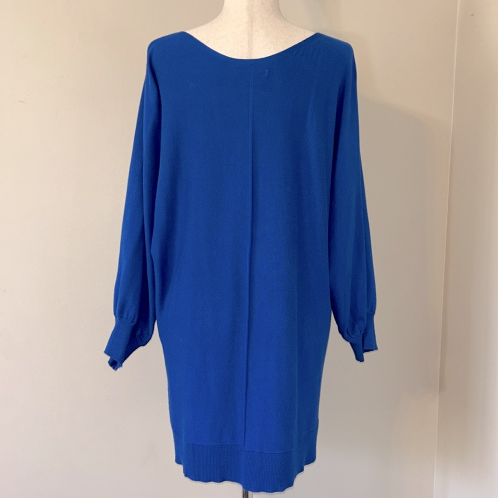 Max Studio Blue Longline Balloon Dolman Sleeve SweaterTunic Dress 1X - Picture 4 of 12